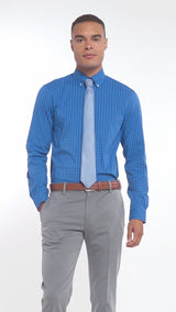 COOL FX PLAID BUTTON DOWN DRESS SHIRT SLIM - TH DARK NAVY