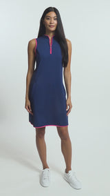 L'ACEY PERFORMANCE STRETCH ZIP ATHLETIC DRESS - MEDIEVAL BLUE