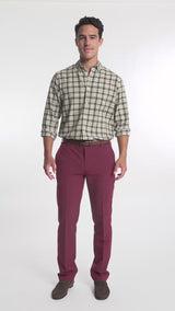 TRAVELER FLAT FRONT CHINO - ZINFANDEL HTHR
