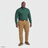 BIG & TALL PERFORMANCE COMFORT BUTTON-DOWN SHIRT - DARK GREEN