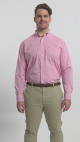 BIG & TALL PERFORMANCE COMFORT LONG SLEEVE PLAID BUTTON DOWN SHIRT - PINK CARNATION