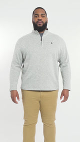BIG & TALL THERMASOFT SWEATER FLEECE QUARTER ZIP - LT GREY HTR