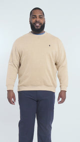 BIG & TALL ADVANTAGE PERFORMANCE CREWNECK FLEECE - CAMEL HTHR