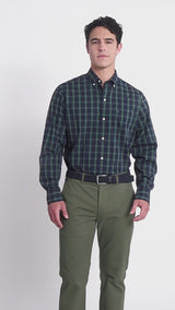 HOLIDAY TARTAN LONG SLEEVE 
BUTTON DOWN SHIRT - BLACK