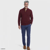 MARLED BUTTON MOCK-NECK SWEATER - ZINFANDEL