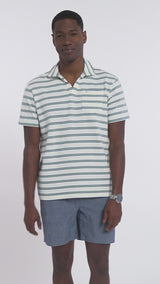 JOHNNY COLLAR TEXTURED 
KNIT POLO - EGRET