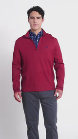 PERFORMANCE COMFORT STRIPED QUARTER ZIP - TOMATO
