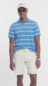 ADVANTAGE PERFORMANCE STRIPED POLO - LAPIS BLUE