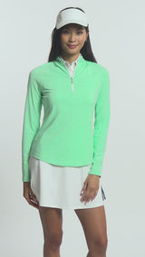 PALOMA PERFORMANCE STRETCH LONG SLEEVE 1/4 ZIP PULLOVER - ICE GREEN