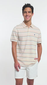 ADVANTAGE PERFORMANCE SHORT SLEEVE STRIPED POLO - ROCK HTHR