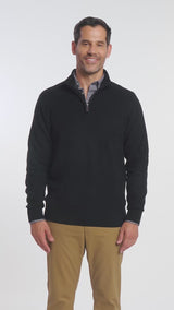 HONEYCOMB QUARTER ZIP SWEATER - BLACK