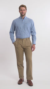 AMERICAN CHINO DOUBLE PLEATED PANT - ENGLISH KHAKI
