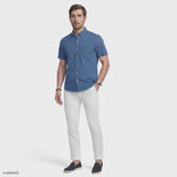 BREEZE SHORT SLEEVE PRINTED BUTTON DOWN SHIRT - TRUE NAVY