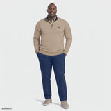 BIG & TALL ADVANTAGE PERFORMANCE QUARTER ZIP FLEECE - CAMEL HTHR