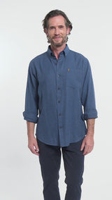 STRATTON FLANNEL LONG SLEEVE 
BUTTON DOWN SHIRT - TRUE NAVY