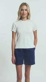 SKYLAR PERFORMANCE STRETCH SHORT-SLEEVE SWEATER - BRIGHT WHITE