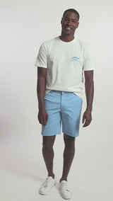SALTWATER 9.5" FLAT FRONT CHINO SHORT - PLACID BLUE