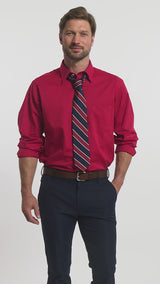 ALL-OVER STRETCH BUTTON-DOWN DRESS SHIRT (BUTTON DOWN COLLAR) - CRIMSON