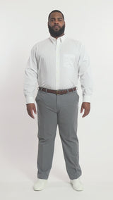 BIG & TALL PERFORMANCE COMFORT LONG SLEEVE BUTTON DOWN SHIRT - BRIGHT WHITE