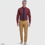 ALL-OVER STRETCH TARTAN BUTTON-DOWN DRESS SHIRT - RHUBARB