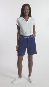 MARTINA PIPED TWILL SHORT - MEDIEVAL BLUE