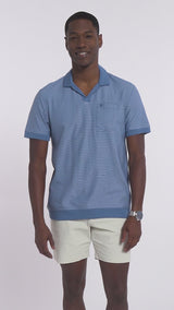 JOHNNY COLLAR TEXTURED 
KNIT POLO - MOONLIGHT BLUE