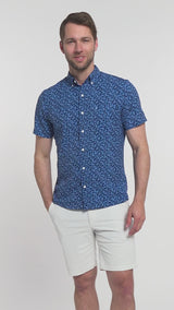 BREEZE 
SHORT SLEEVE BUTTON DOWN  - MEDIEVAL BLUE