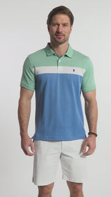 ADVANTAGE PERFORMANCE SHORT SLEEVE STRIPE POLO - BERYL GREEN
