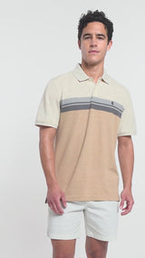 ADVANTAGE PERFORMANCE SHORT SLEEVE STRIPED POLO - ROCK HTHR