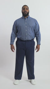 BIG & TALL PERFORMANCE FLAT FRONT CHINO PANTS - NAVY