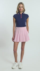 PAULINE PERFORMANCE STRETCH 15" PLEATED PULL-ON SKORT - SACHET PINK