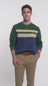 ADVANTAGE PERFORMANCE COLORBLOCK CREWNECK FLEECE  - RAIN FOREST
