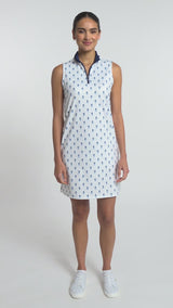 BRIANNA QUARTER ZIP A-LINE DRESS - BRIGHT WHITE