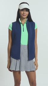 CASSIE PERFORMANCE STRETCH ZIP-UP ATHLETIC LIGHTWEIGHT VEST - MEDIEVAL BLUE