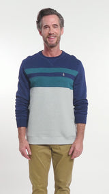 ADVANTAGE PERFORMANCE COLORBLOCK CREWNECK FLEECE  - NAVY BLAZER
