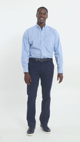 PERFORMANCE COMFORT LONG SLEEVE GINGHAM BUTTON DOWN SHIRT - BLUE REVIVAL