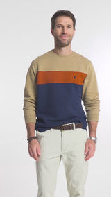 ADVANTAGE PERFORMANCE COLORBLOCK CREWNECK FLEECE  - CAMEL HTHR