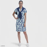 SARA S/S PRINTED DRESS - ARUBA BLUE