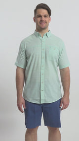 BIG & TALL DOCKSIDE SHORT SLEEVE CHAMBRAY SHIRT - WASABI