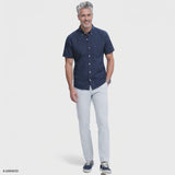 BREEZE S/S PRINTED BUTTON-DOWN SHIRT - LICHEN BLUE