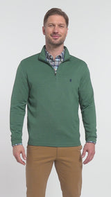 PERFORMANCE COMFORT STRIPED QUARTER ZIP - FOREST
