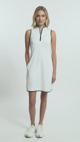 L'ACEY PERFORMANCE STRETCH ZIP ATHLETIC DRESS - BRIGHT WHITE