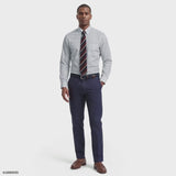 ALL-OVER STRETCH CHECKED BUTTON-DOWN DRESS SHIRT - TRUE NAVY