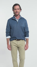 PERFORMANCE COMFORT STRIPED QUARTER ZIP - NAVY