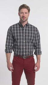 HOLIDAY TARTAN LONG SLEEVE 
BUTTON DOWN SHIRT - BLACK