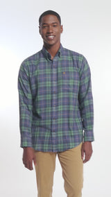 STRATTON FLANNEL LONG SLEEVE 
BUTTON DOWN SHIRT - MEDIEVAL BLUE