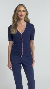 CALISTA CABLE KNIT CARDIGAN - MEDIEVAL BLUE