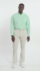 PERFORMANCE FLAT FRONT CHINO PANTS - WARM PEARL