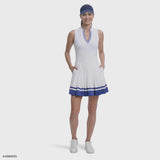 RALLY V-NECK PLEATED DRESS - BRIGHT WHITE