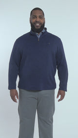 BIG & TALL THERMASOFT SWEATER FLEECE QUARTER ZIP - NAVY BLAZER